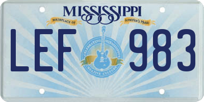 MS license plate LEF983