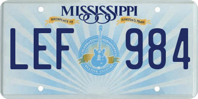 MS license plate LEF984