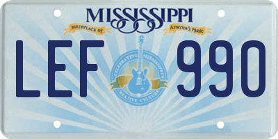 MS license plate LEF990
