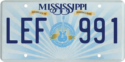 MS license plate LEF991