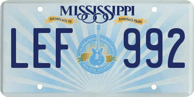 MS license plate LEF992