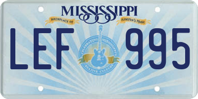 MS license plate LEF995
