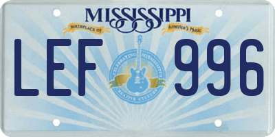 MS license plate LEF996