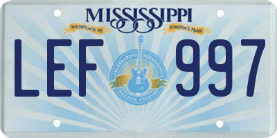 MS license plate LEF997