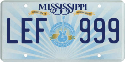 MS license plate LEF999