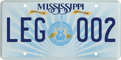 MS license plate LEG002