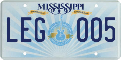 MS license plate LEG005