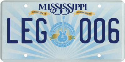 MS license plate LEG006