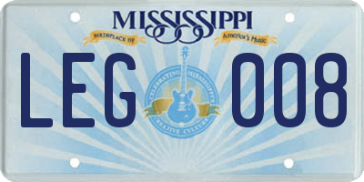 MS license plate LEG008