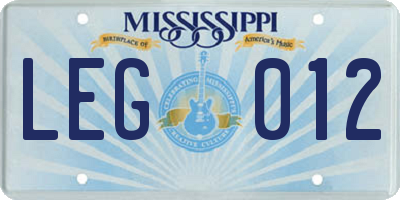 MS license plate LEG012