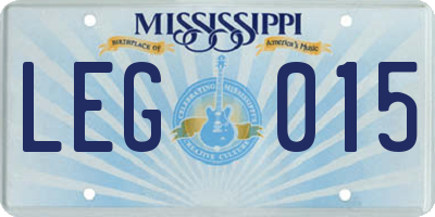 MS license plate LEG015