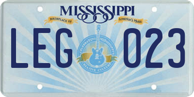 MS license plate LEG023