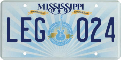 MS license plate LEG024