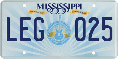 MS license plate LEG025