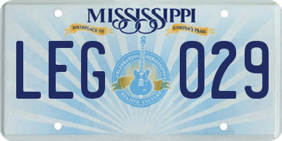 MS license plate LEG029