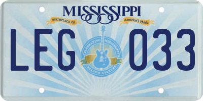 MS license plate LEG033