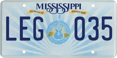MS license plate LEG035