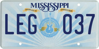MS license plate LEG037