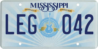 MS license plate LEG042