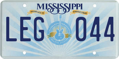 MS license plate LEG044