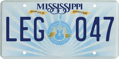 MS license plate LEG047