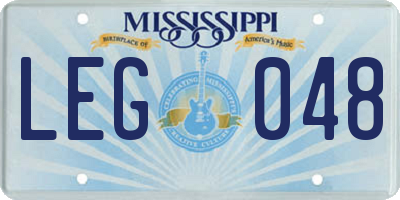 MS license plate LEG048