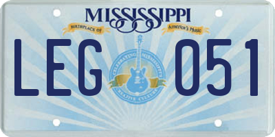 MS license plate LEG051