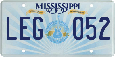MS license plate LEG052
