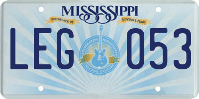 MS license plate LEG053