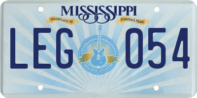 MS license plate LEG054