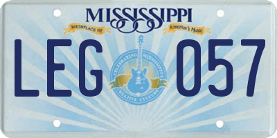 MS license plate LEG057