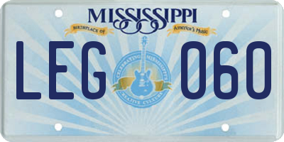 MS license plate LEG060