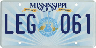 MS license plate LEG061