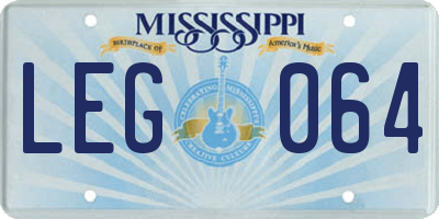 MS license plate LEG064
