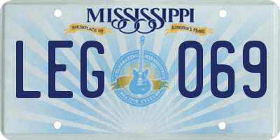 MS license plate LEG069