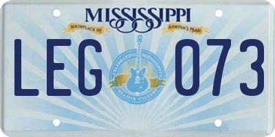 MS license plate LEG073