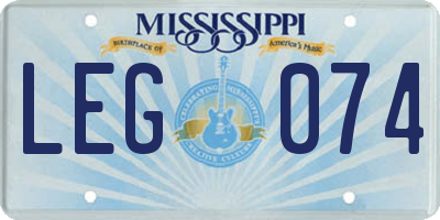 MS license plate LEG074