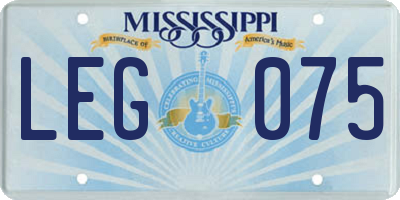 MS license plate LEG075