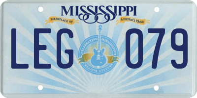 MS license plate LEG079