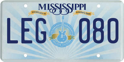 MS license plate LEG080