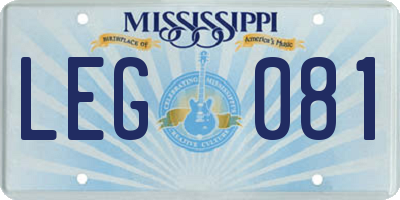 MS license plate LEG081