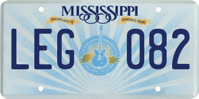 MS license plate LEG082