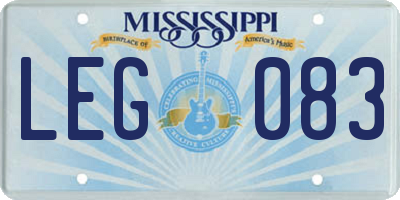 MS license plate LEG083
