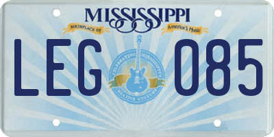 MS license plate LEG085