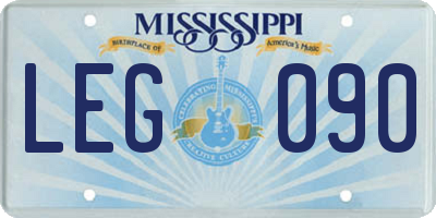 MS license plate LEG090