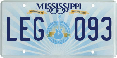 MS license plate LEG093