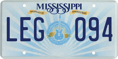 MS license plate LEG094