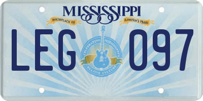 MS license plate LEG097