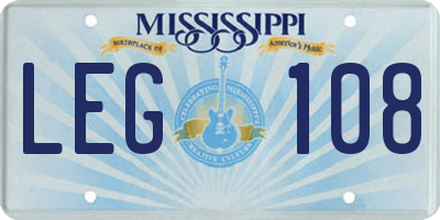 MS license plate LEG108