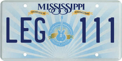 MS license plate LEG111